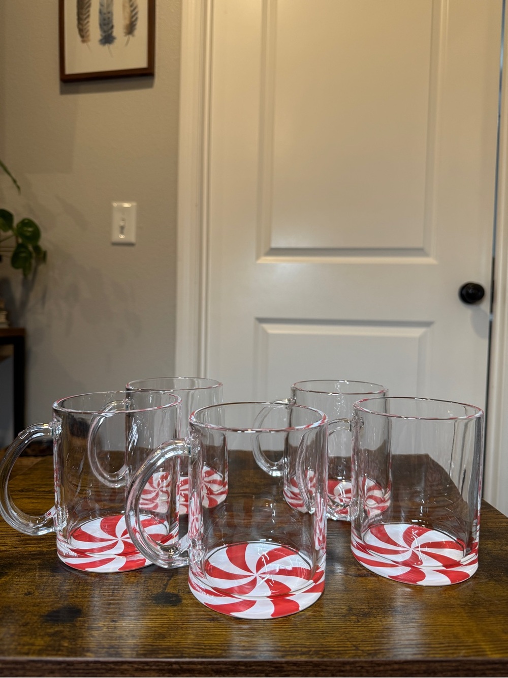 2024 Target Bullseye Horizon Group Peppermint Glass Mugs Christmas Set of 5
